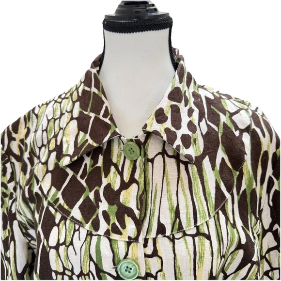 Bob Mackie Studio Women’s Linen Giraffe Print Jacket Blazer Size 12 Earthy Artsy - Picture 2 of 8